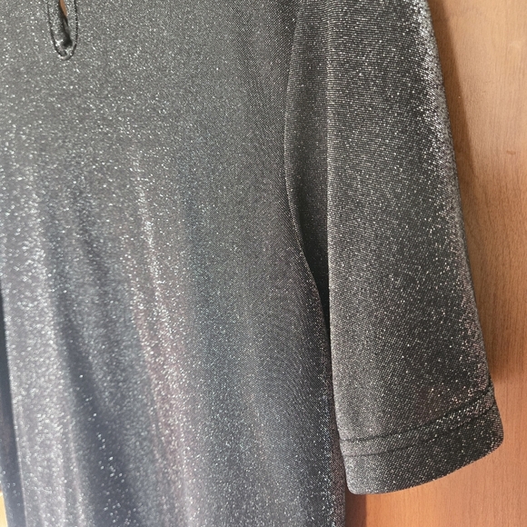 Avenue Charcoal Gray Metallic Glitter Top Short Sleeve Women's Size 18/20 - Picture 6 of 12